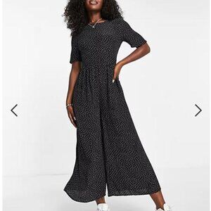 ASOS DESIGN tea jumpsuit with button back detail in mono spot